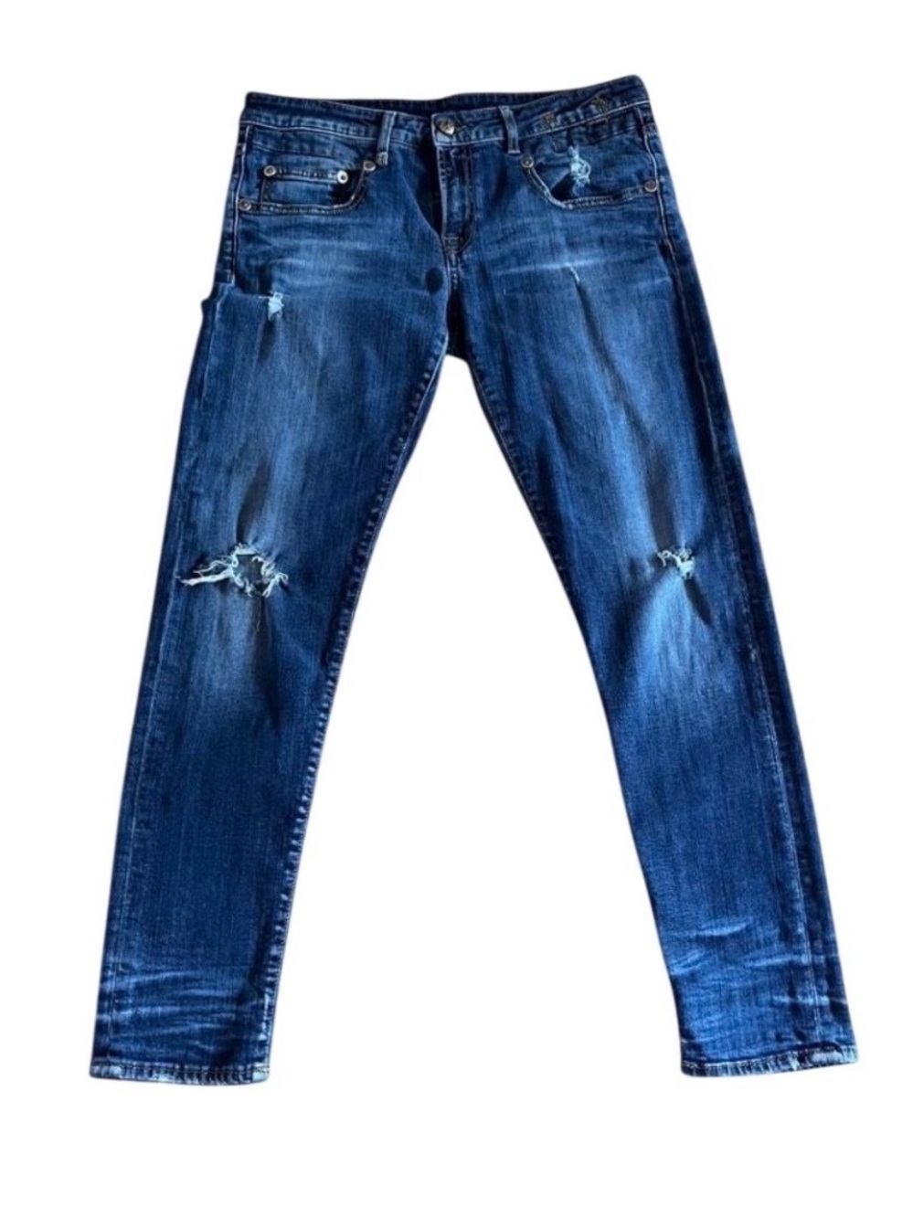 R13 Distressed Dark Blue Denim Jeans